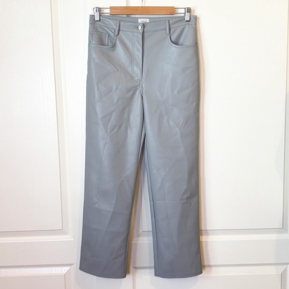 Aritzia Wilfred Melina Faux Leather Pants Marble Grey Women’s 8 - Picture 11 of 12